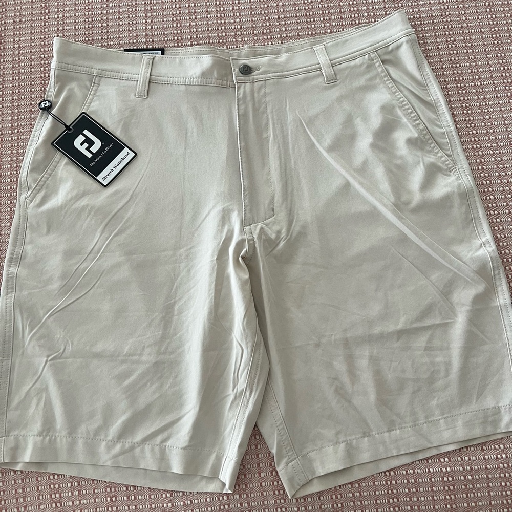 FootJoy Tan Flat Front Shorts Lightweight Design